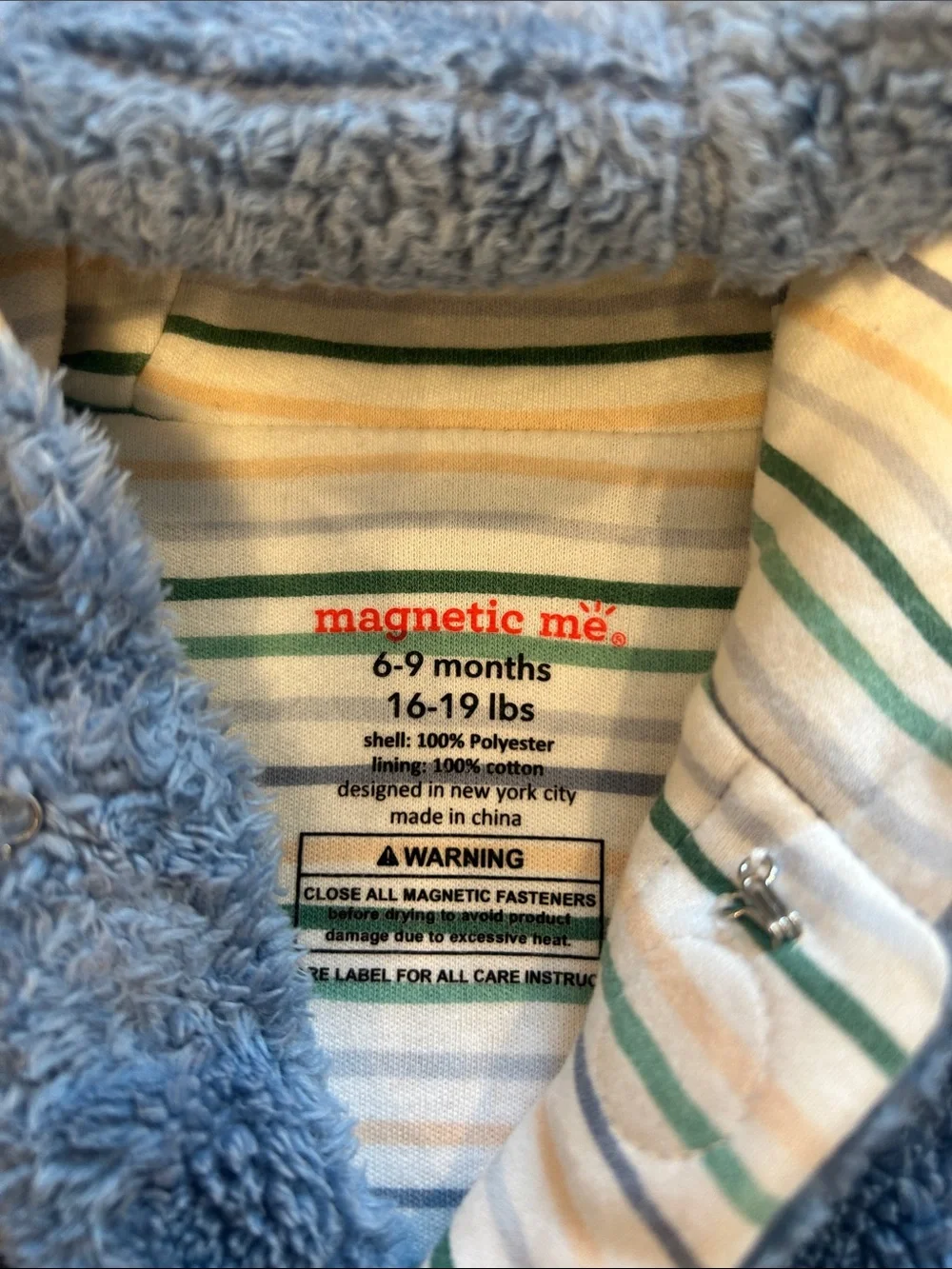 Magnetic Me Plush Blue Hooded Baby One-Piece